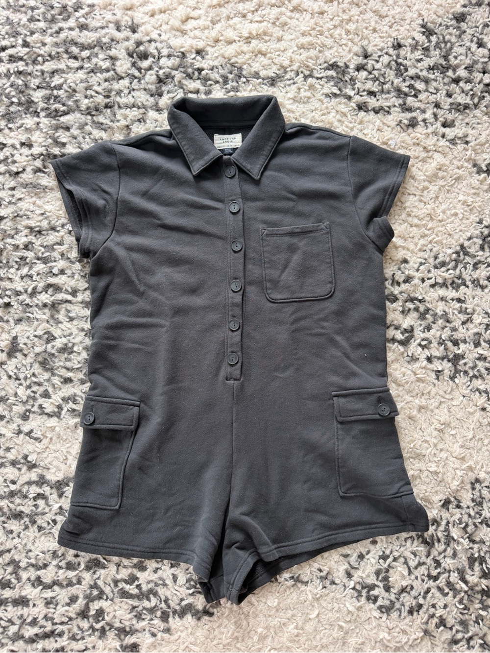 American Eagle Outfitters Black Short-Sleeve Romper